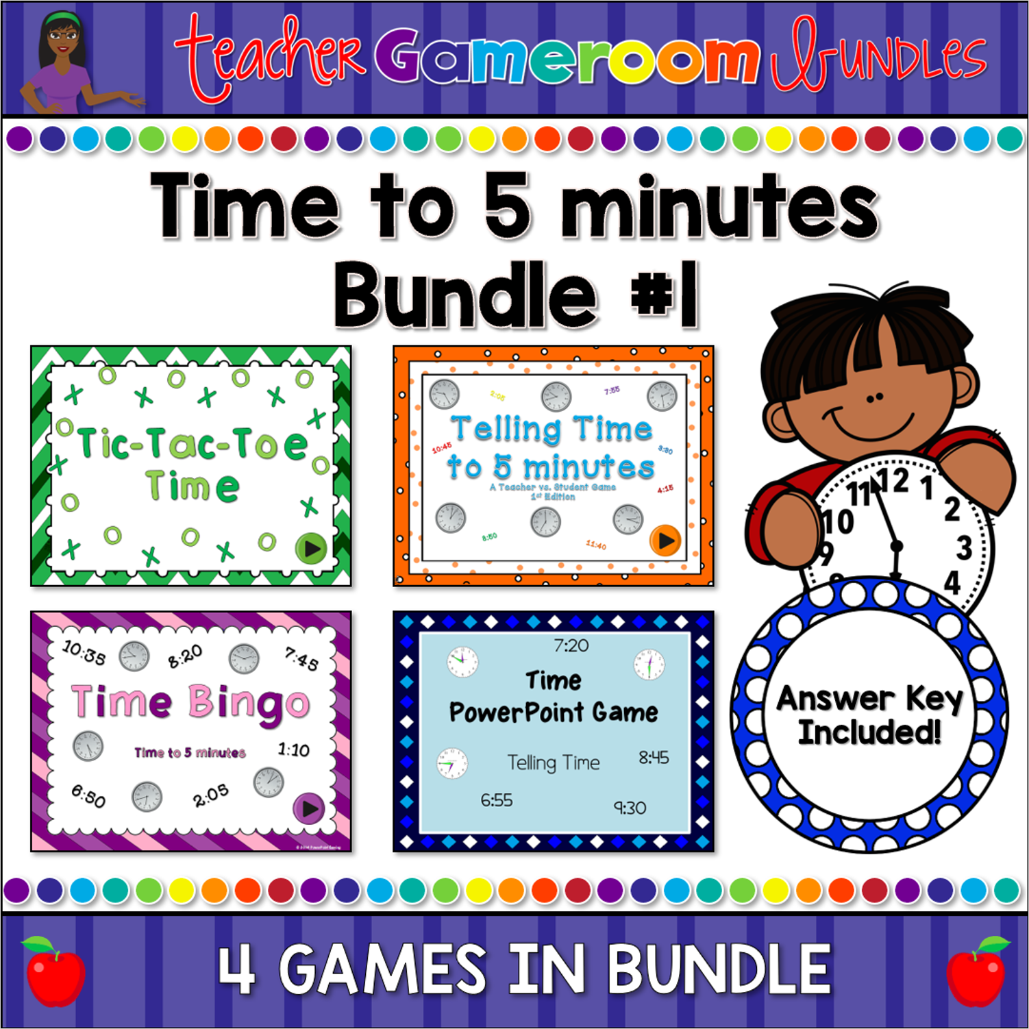 Time to 5 minutes Bundle - Teacher Gameroom