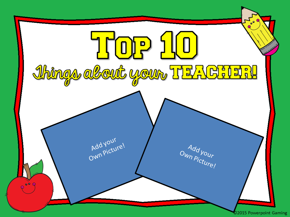 Top 10 Things about Your Teacher Mini Game - Teacher Gameroom