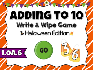 Adding Within 10 Halloween Write and Wipe Game