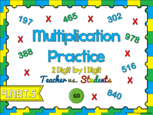 2 Digit by 1 Digit Multiplication Teacher vs Student Game