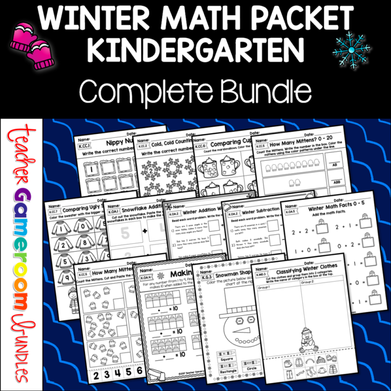 kindergarten winter math worksheets teacher gameroom