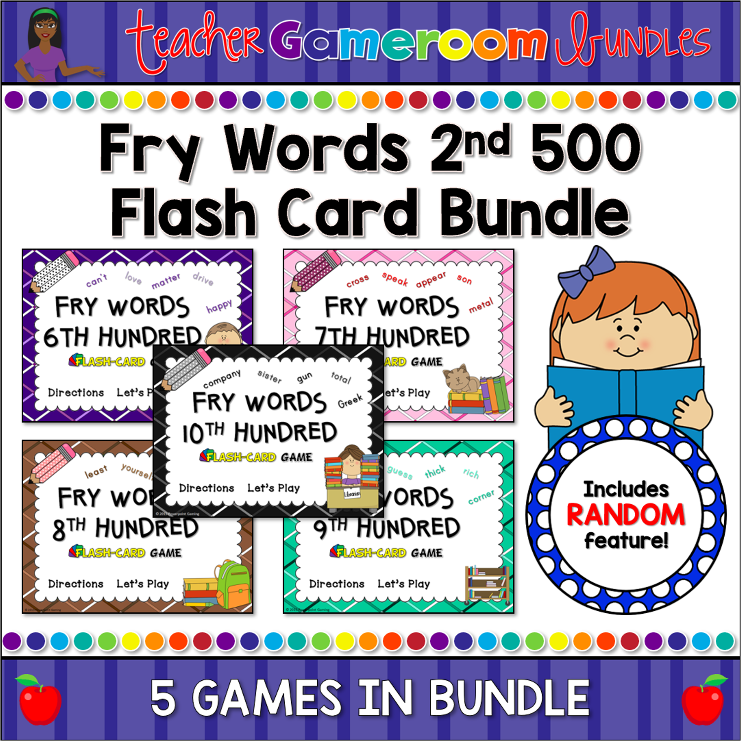 2nd 500 Fry Words Flash Cards Cover Teacher Gameroom