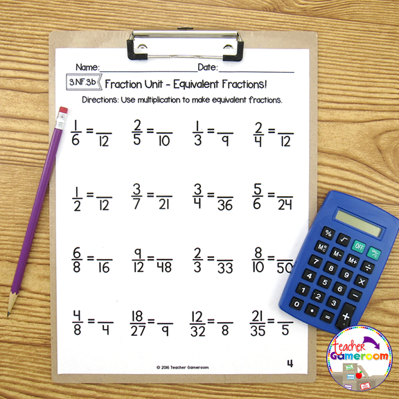 Easy Fraction Worksheets for 3rd, 4th, and 5th Grade Students