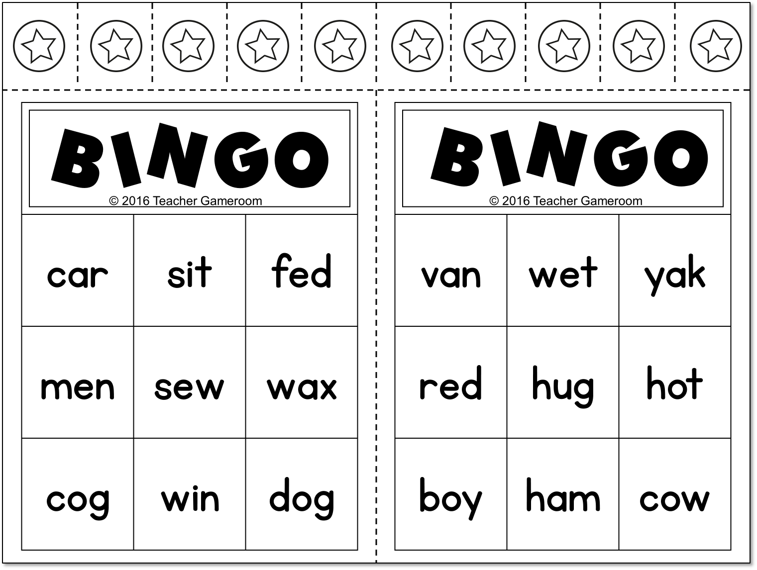 CVC Word Practice Bingo Game Teacher Gameroom