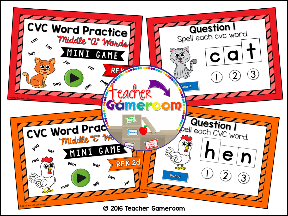 CVC Words Practice Bundle - Teacher Gameroom