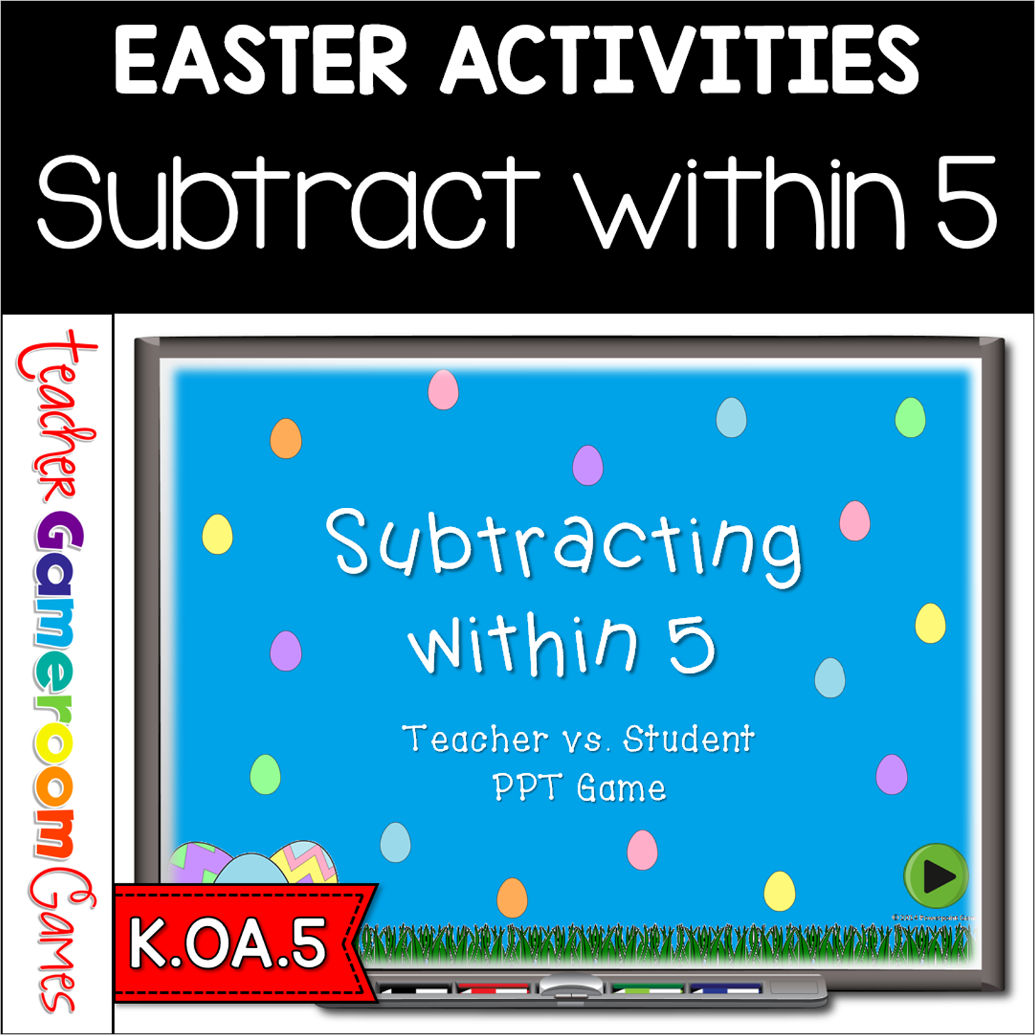 Adding within 5 Easter Powerpoint Game by Teacher Gameroom