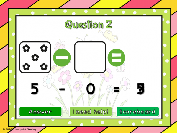 Subtract within 5 Spring Edition Powerpoint Game - Image 4