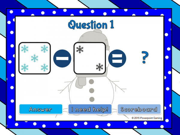 Subtract within 5 Winter Edition Powerpoint Game - Image 3