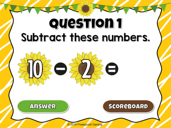 Subtracting to 10 Spring Powerpoint Game - Image 3