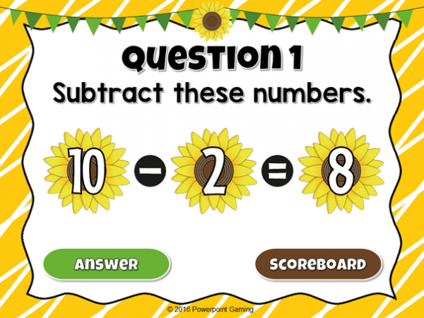 Subtracting to 10 Spring Powerpoint Game - Image 2