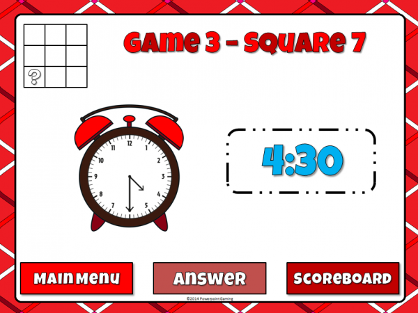 Tic-Tac-Toe - Time to the Half Hour Powerpoint Game - Image 3