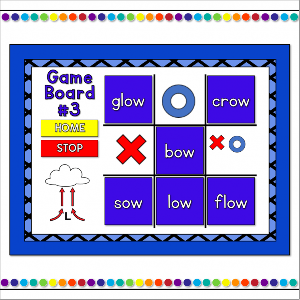 Word Families -ow (long) Words Tic-Tac-Toe Powerpoint Game - Image 3