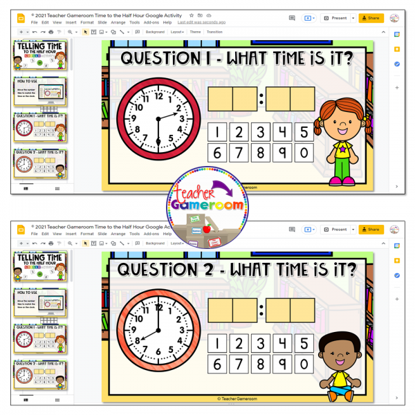 Telling Time To the Half Hour Google Activity - Image 4