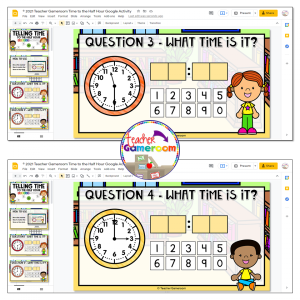 Telling Time To the Half Hour Google Activity - Image 3